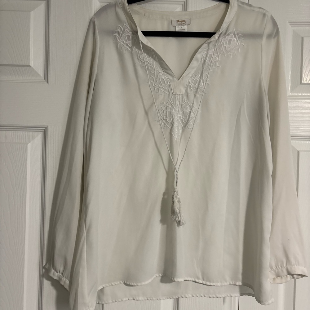 Wrangler White Embroidered Blouse